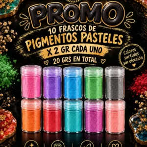 10 Frascos De Pigmentos Glow o Pasteles X 2 grs - Colores Varios Aleatorios
