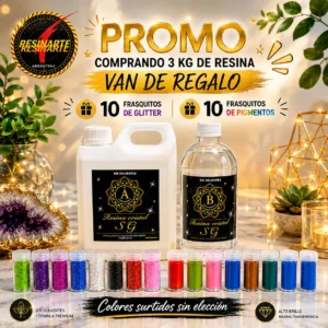 PROMO Resina Epoxica X 3000 Gramos +10 Pigmentos + 10 Glitters